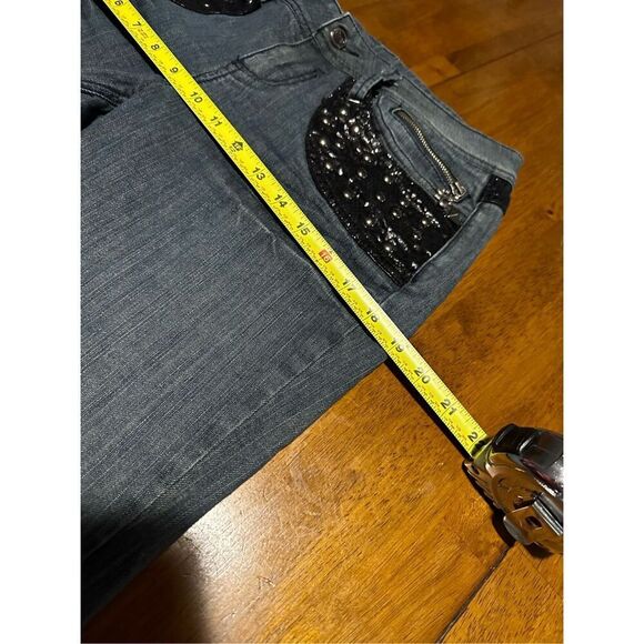 Vtg Y2K House of Dereon Beyoncé Womens Mid Rise Flare Embellished Jeans Size 7/8 - Picture 12 of 15